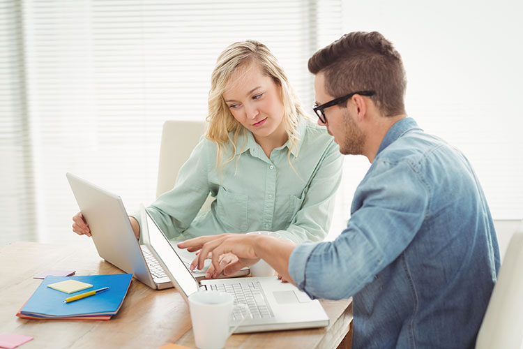 Faith Based AI woman and man at table speaking